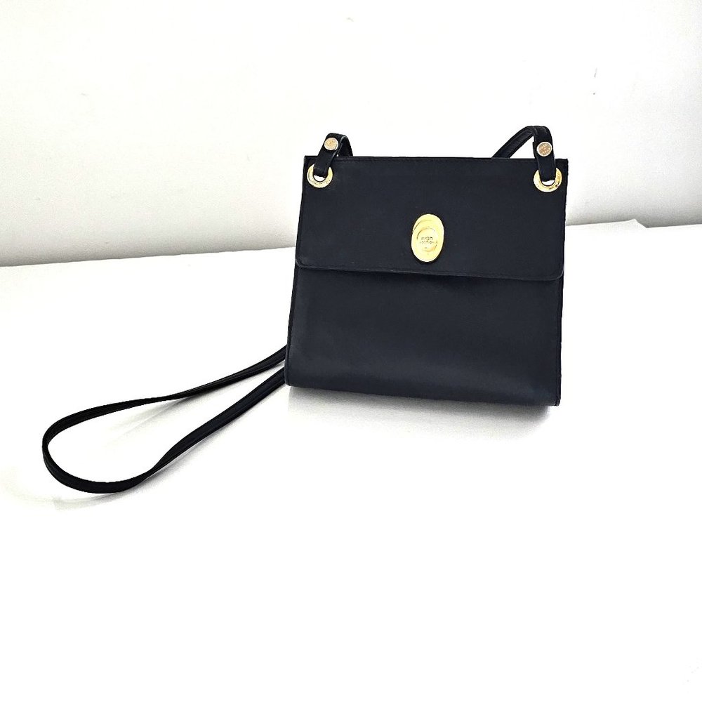 High Fashion Navy Leather Shoulder Bag